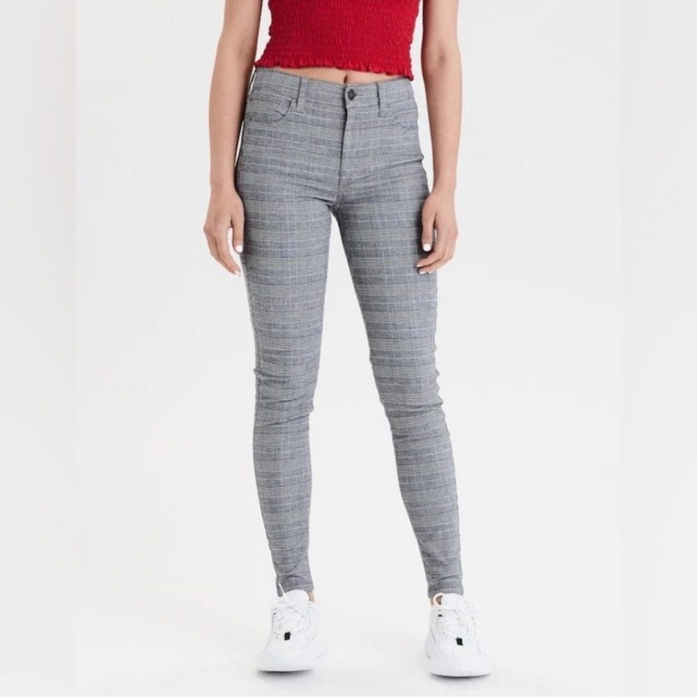 American Eagle Outfitters Plaid Hi-Rise Jegging Pants Womens Size 8 Short